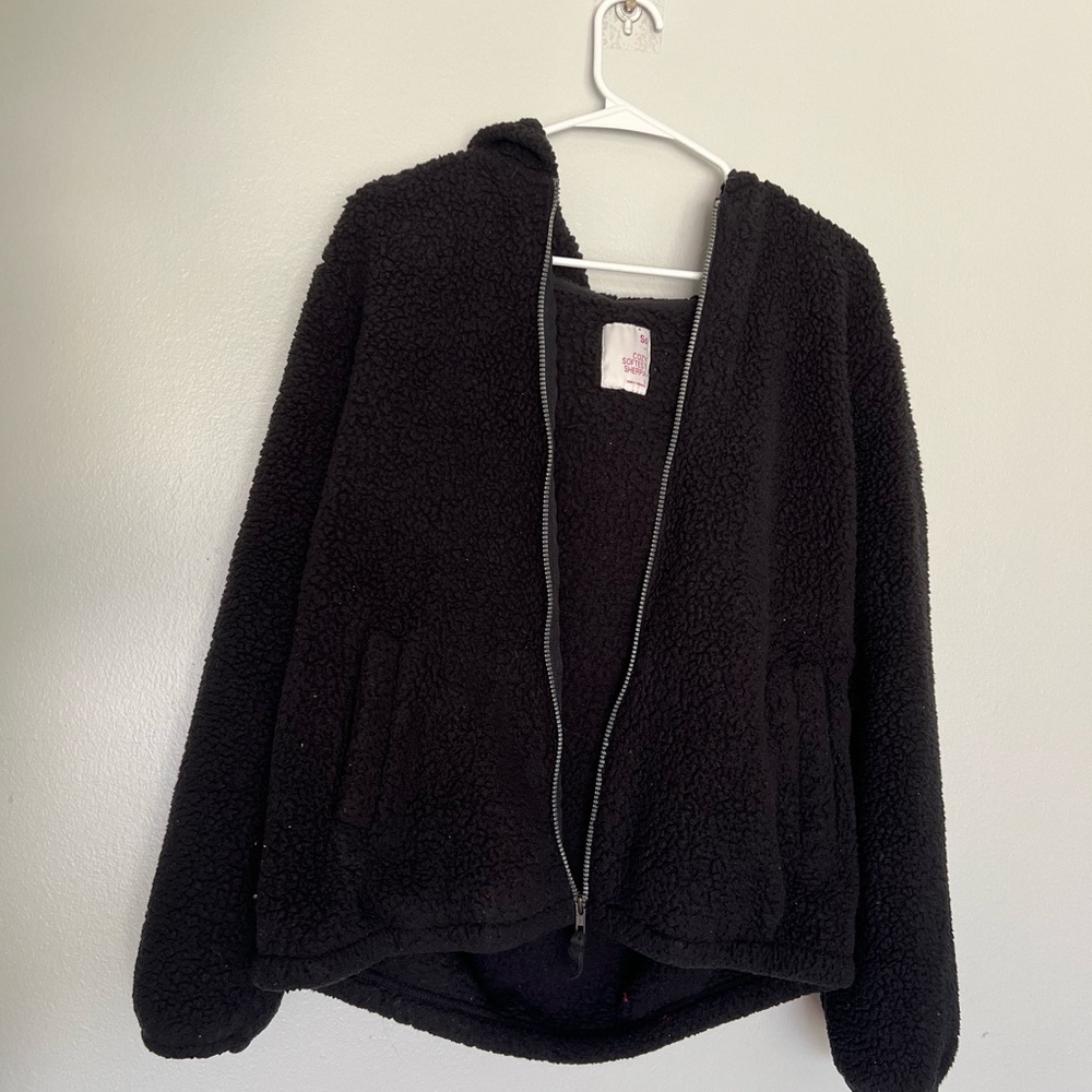 sherpa hooded zipper